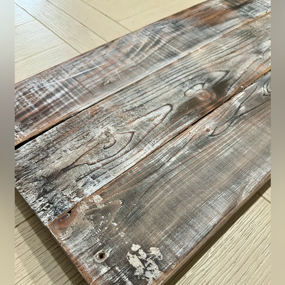 Large Rustic Wood Serving Board Tray Centerpiece-Distressed Torched White - Picture 6 of 11